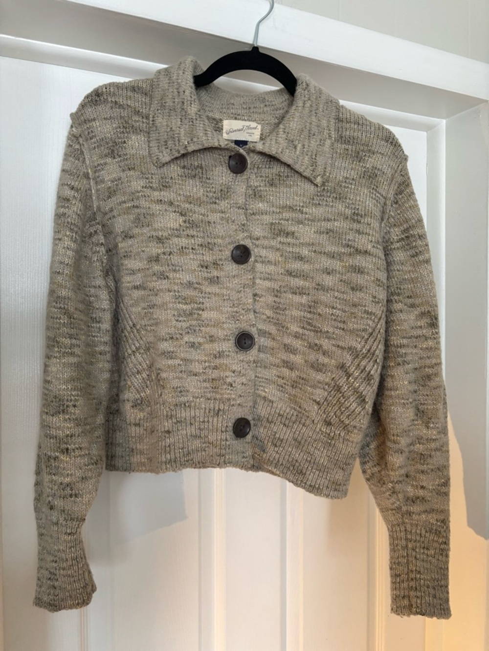 Universal Thread Heathered Beige Button-Up Collared Cardigan